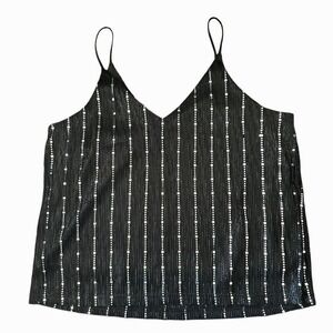 Sweet Rain Shiny Mirror Sequins on Black Camisole‎ Size Medium Sext mirrorball